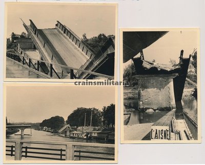 Foto zerstörte AISNE Brücke in Frankreich 1940 Boot Schild.jpg